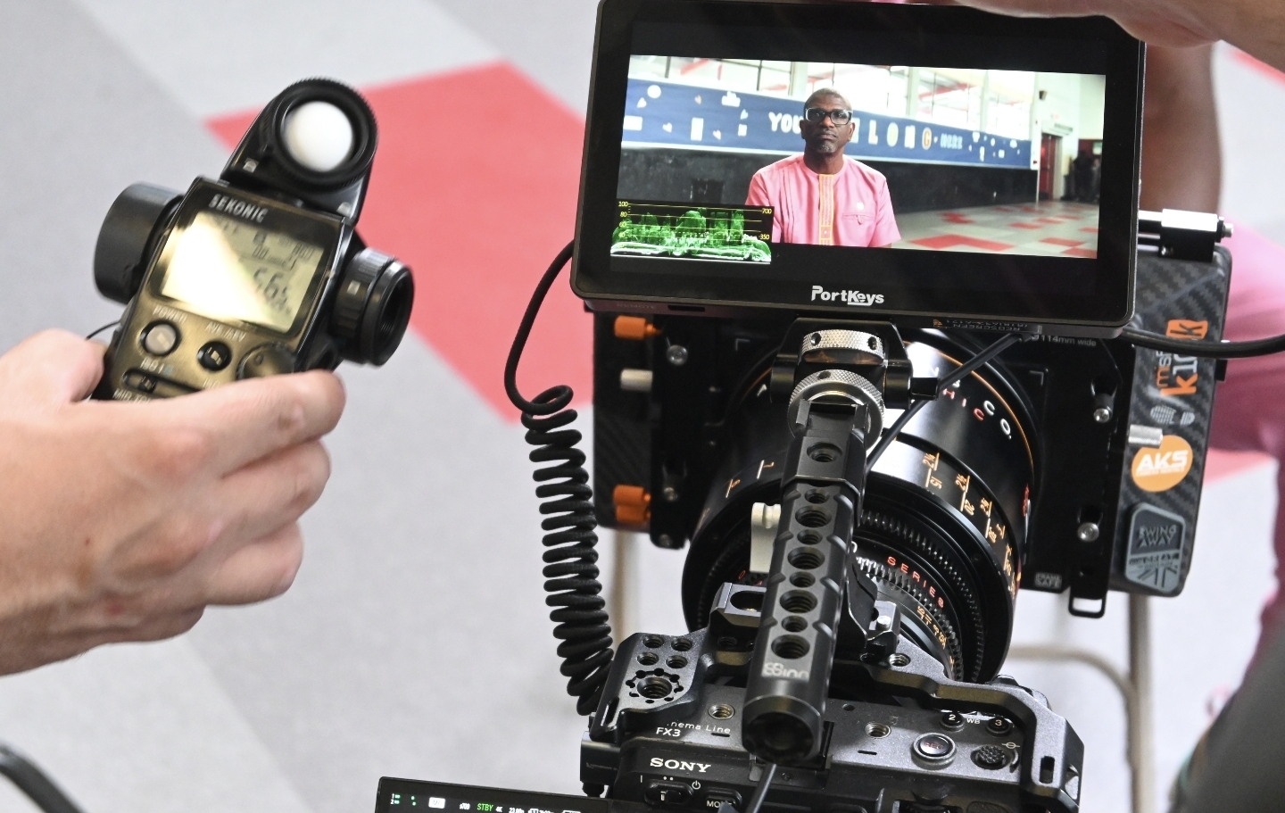 Behind the scenes with Montage Media Production Company: Light meter reading before the take