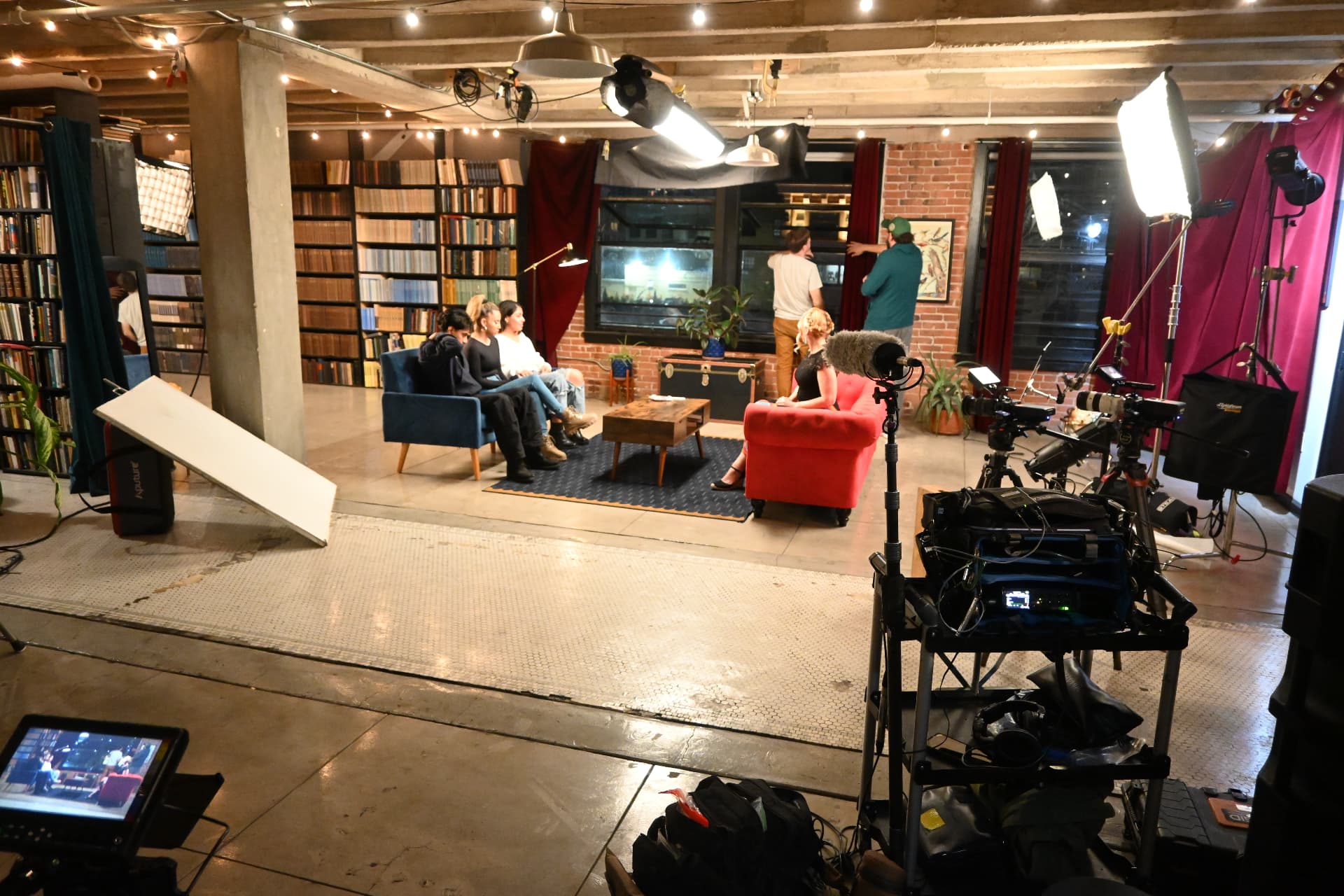 Behind the scenes with Montage Media Production Company: Wide loft set, ensemble interview lighting