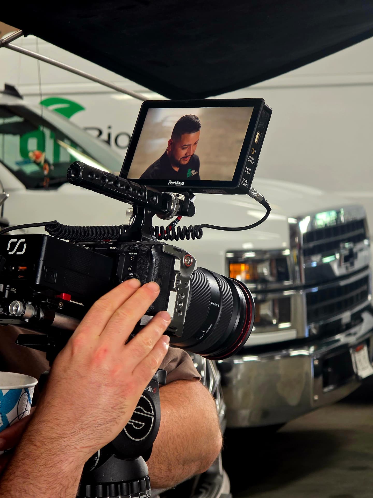 Behind the scenes with Montage Media Production Company: Operator framing an on location interview