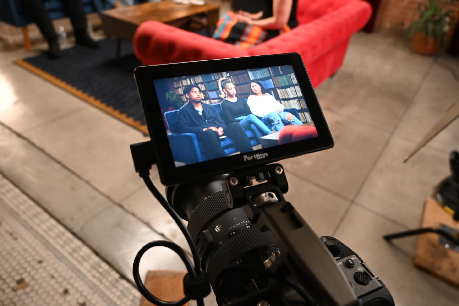 Behind the scenes with Montage Media Production Company: Monitor framing, three subject library setup