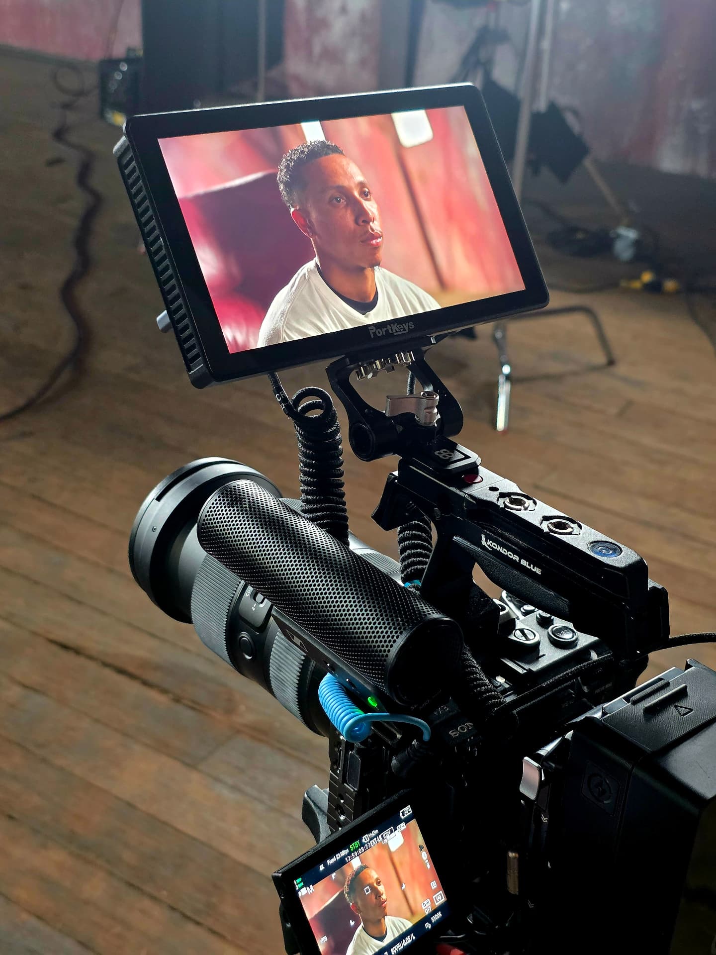 Behind the scenes with Montage Media Production Company: Prime lens and monitor, interview coverage